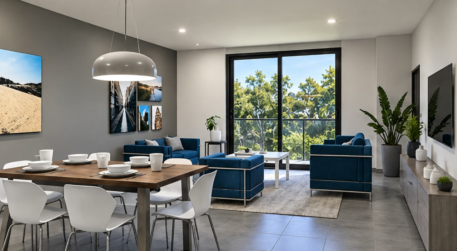 Estancia con comedor y salida al balcón